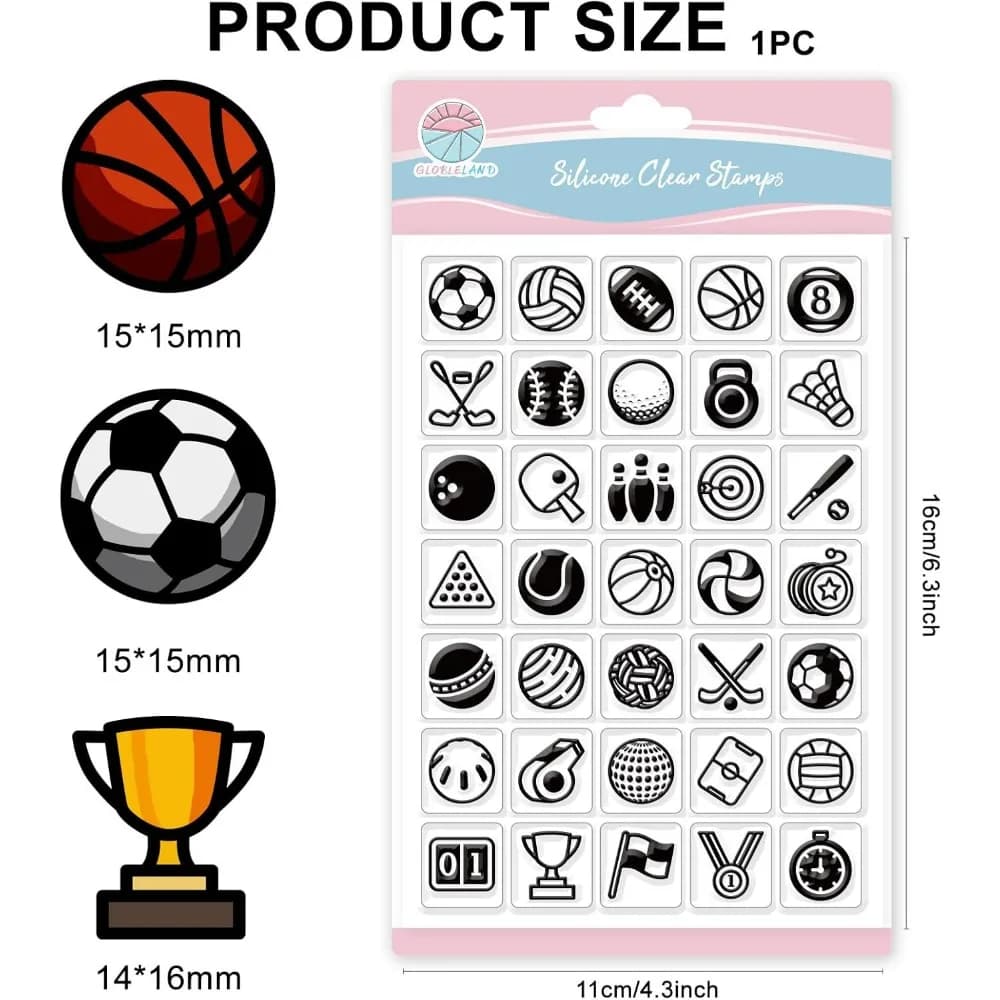 Sports Balls Clear Stamps for Card Making Basketball Stamp Football Volleyball Golf Transparent Stamps Seal for DIY Album Decor