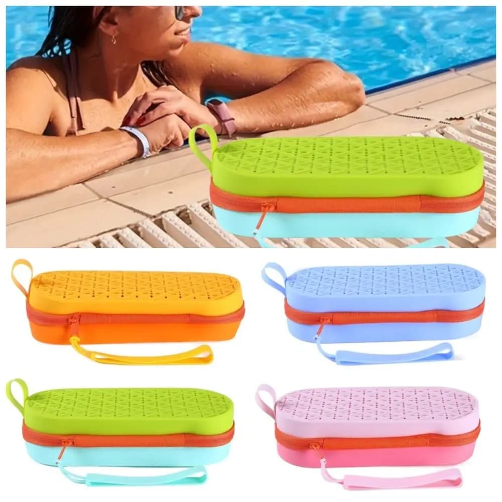 Scatola portaocchiali in gel di silice con foro di drenaggio, custodia portatile con cerniera per occhiali, traspirante con maniglia, custodia per occhiali da miopia