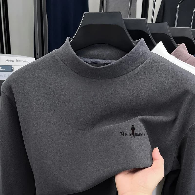 Designer Men's Solid Color New Original Print T-Shirt Keep Warm Autumn Base Layer Shirt Long Sleeve Top Versatile Men's Clothing