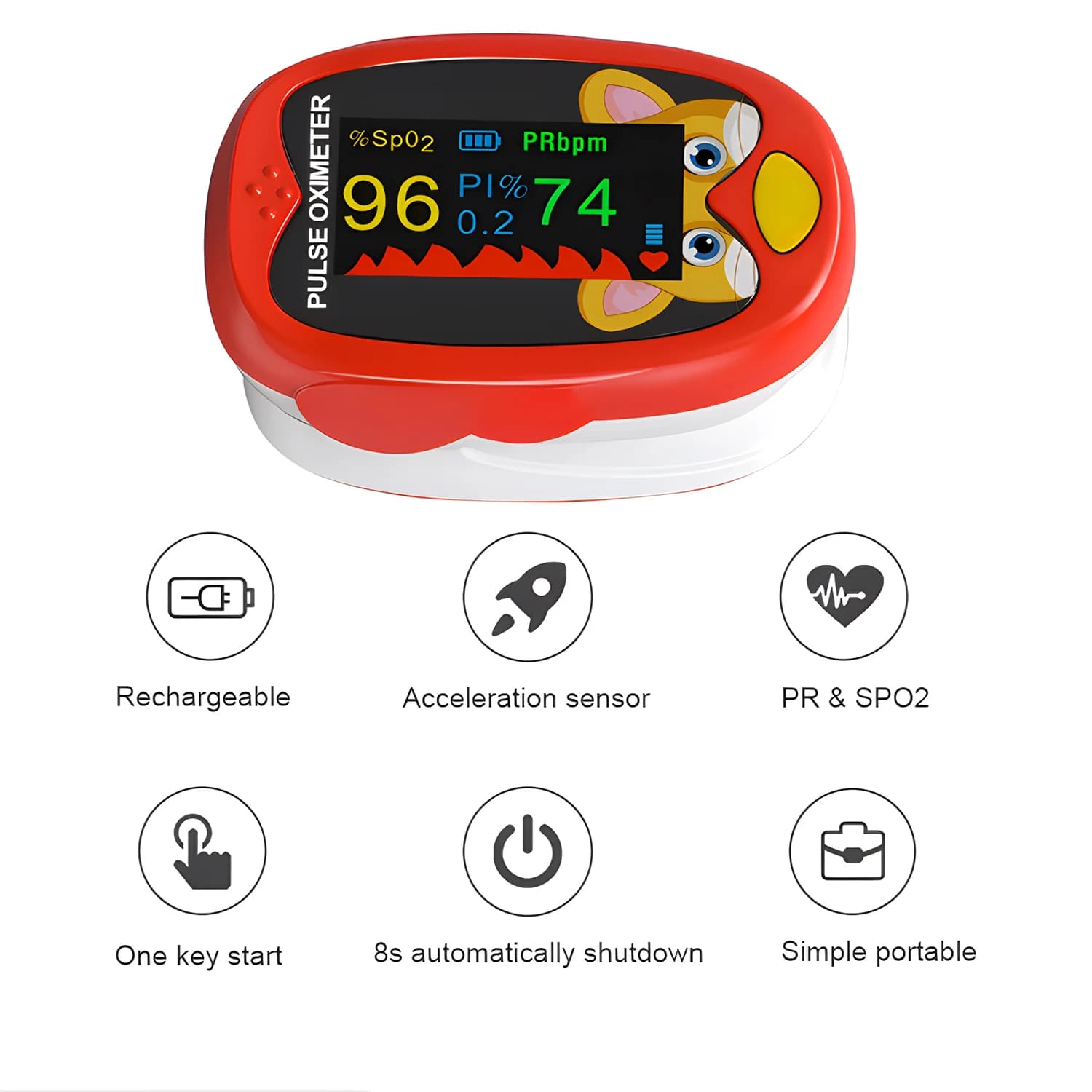 Oximeter Dyed Portable With Cardiac Frequency Meter, Oxygen Saturation in Blood, OLED Screen and Digital Display