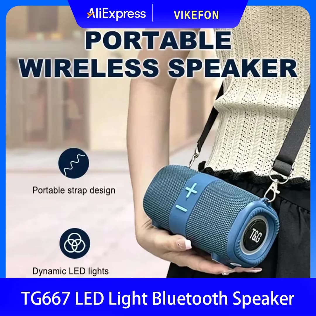 TG667 Crossbody LED light portable Bluetooth speaker, outdoor small and high appearance level, compatible with USB/AUX/TF/FM