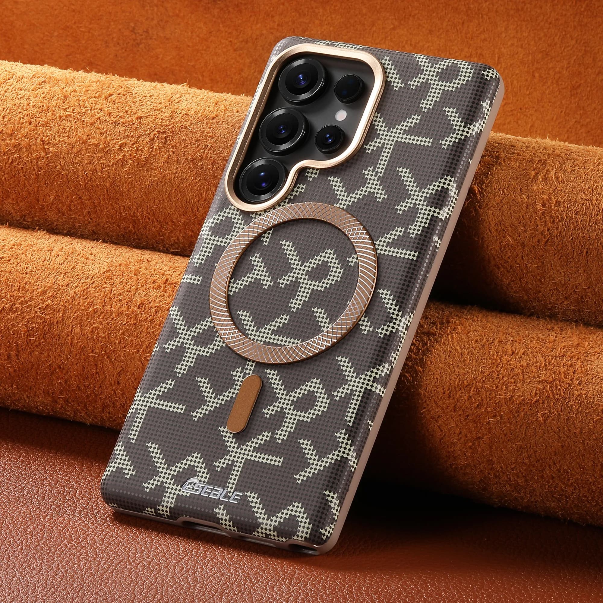 Luxury leather phone case with magnetic wireless charging and matt finish for Samsung Galaxy S26 Ultra S25 S24