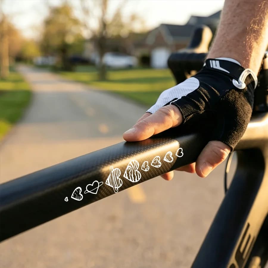 1Pc Heart Cartoon Bike Frame Sticker Waterproof Sunscreen Scratch Resistant Self Adhesive Decal for Cycling Bicycle