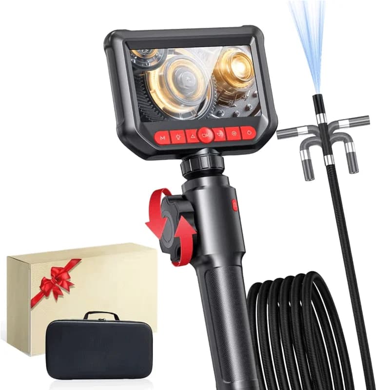Periscopio bidirezionale da 4,3 pollici, fotocamera da 8,0 mm, HD 1080P con illuminazione a LED per riparazioni automobilistiche, ispezione idraulica