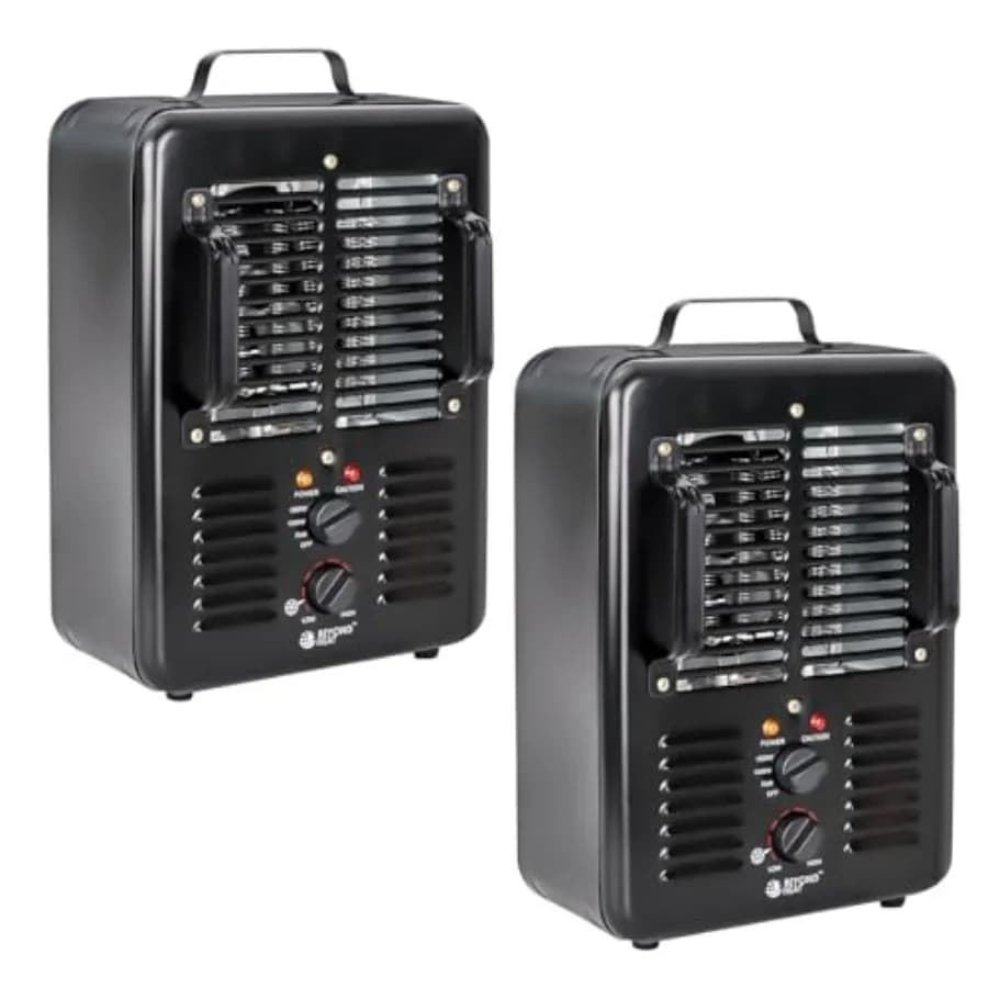 1500W Milkhouse Space Heater with Thermostat, s Portable Electric Heater with 2 Heat Settings and Fan only Mode, Tip-over Shut-