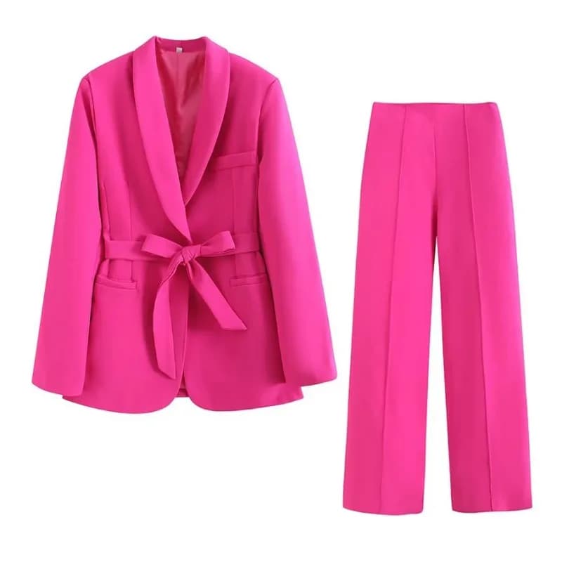 Completo Blusa e Pantaloni Casual da Donna Primavera/Autunno con Cintura Nuovo Comodo Minimalista Versatile Elegante Distintivo