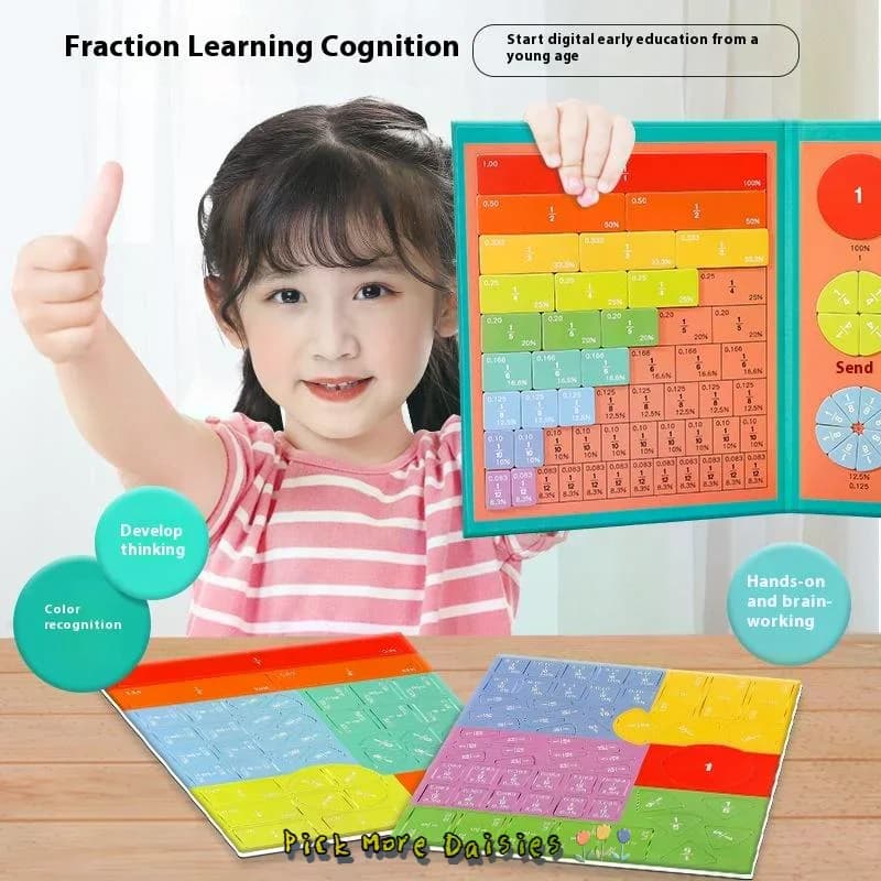Set di piastrelle e cerchi con frazioni magnetiche per bambini - Giocattolo puzzle educativo per manipolazioni matematiche per frazioni di apprendimento elementare
