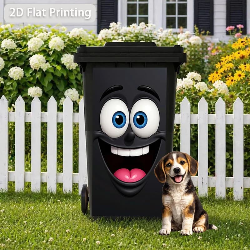 1pc Black Smiley Themed Trash Can Decal Wall Sticker, printed with fun black big smiley face design, great trash can decoration