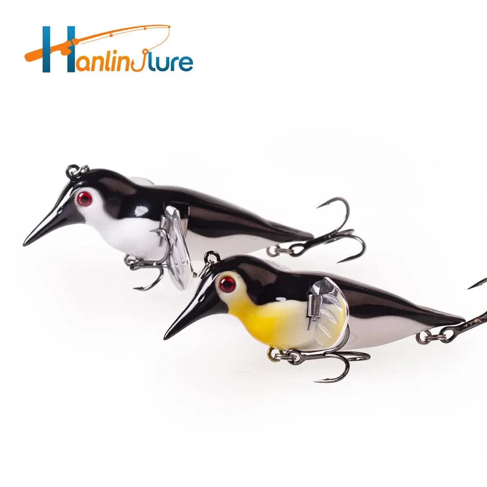 Hanlin 8 cm/12g Rondine Topwater Popper Esca Galleggiante Simulazione Uccelli Richiamo di Pesca Ali di Metallo Wobbler Swimbait Luccio Bass Tackle