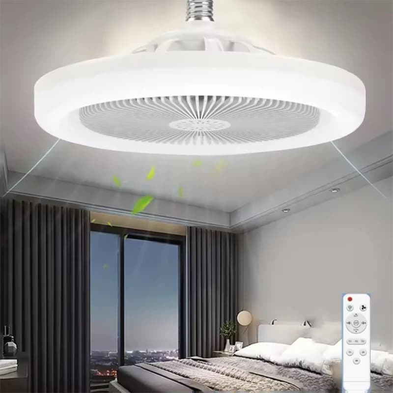 Ventilatore da soffitto moderno e intelligente con luce a LED E27 Lampadario da soffitto con telecomando Decorazione della stanza Ventilatore elettrico AC85-260V