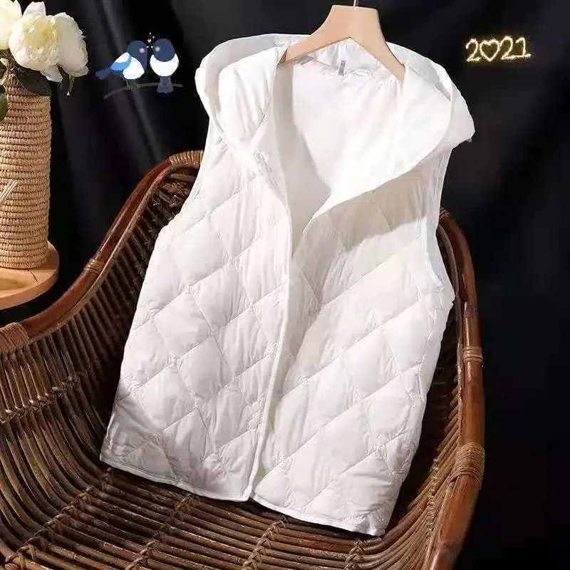 2024 Spring and Autumn down cotton vest for women lightweight hooded down cotton Jackets for Women Jackets White Black Jacket