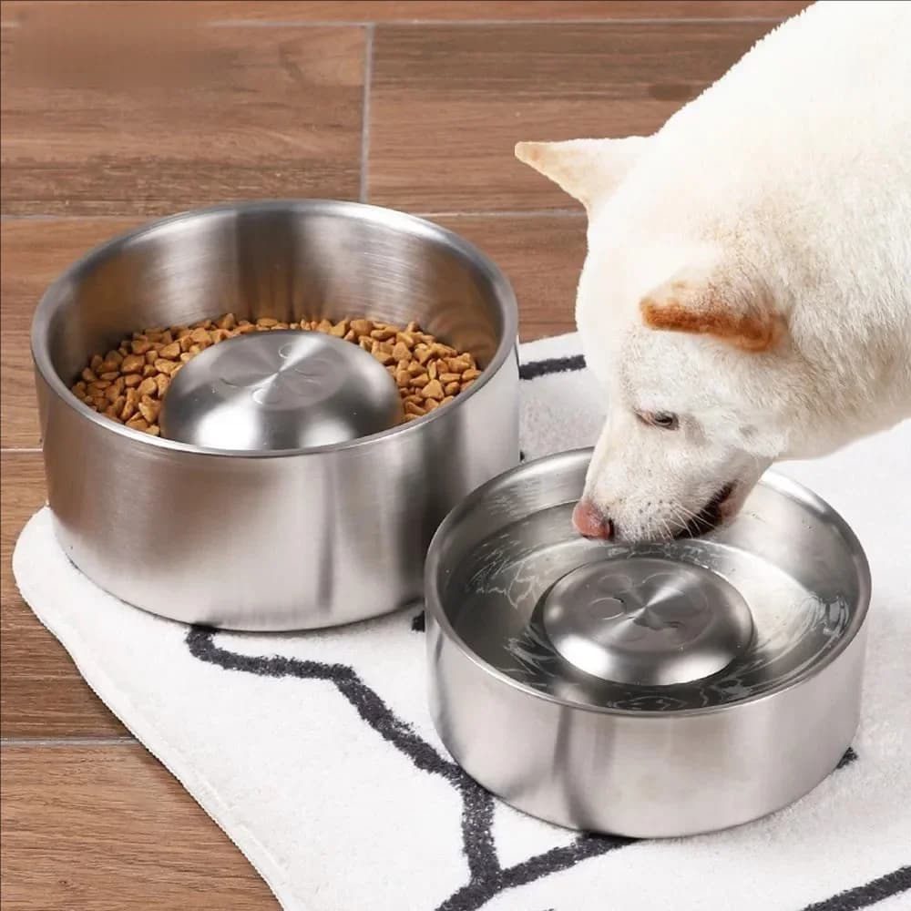 Stainless steel dog slow feeder bowl, water bowl, anti-tipping dog bowl, slow feeding bowl, food bowl, anti-choking bowl for m