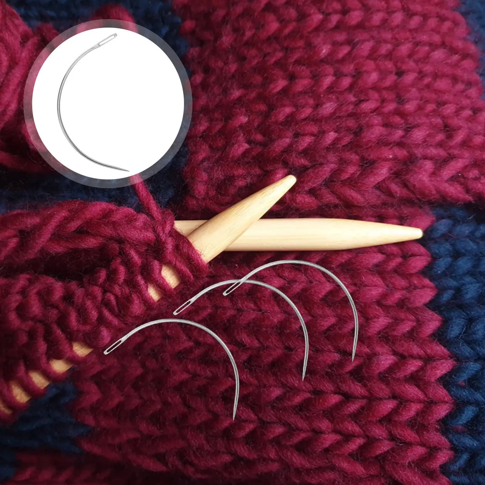 100 Aghi da Cucito Curvi a C con Impugnatura Ergonomica, Resistenti per Tappezzeria, Cucito a Mano, Tappeti, Arazzi e Quilting