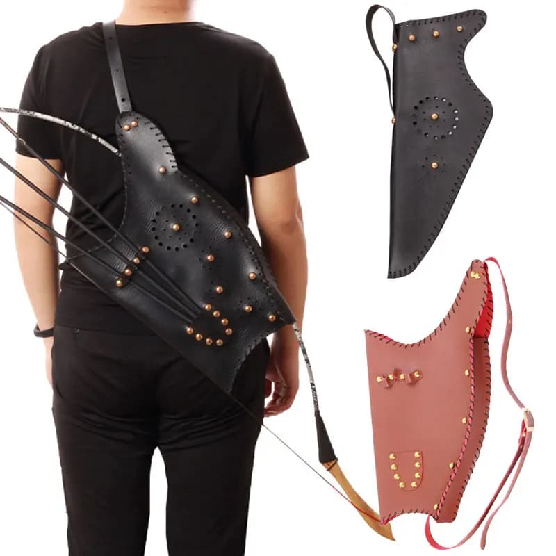 Tradizionale tiro con l'arco in pelle PU spalla posteriore faretra porta freccia mongolo Bowman faretra borsa Steampunk oggetti di scena cosplay medievali