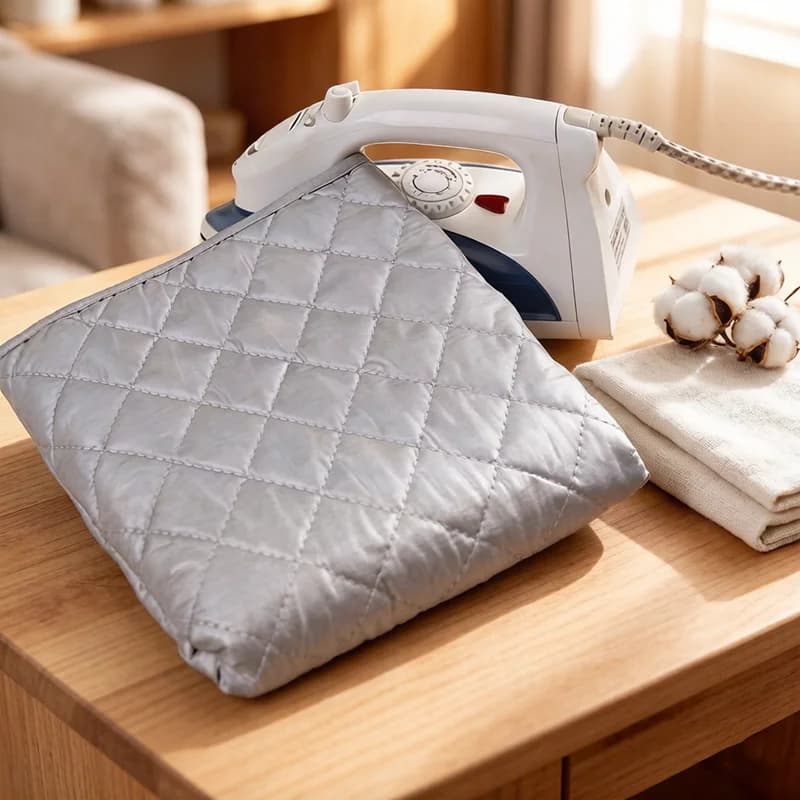 Tappetino da Stiro Antiscivolo e Resistente al Calore, Compatto e Pieghevole, Portatile per Viaggi, Lavatrice e Asciugatrice