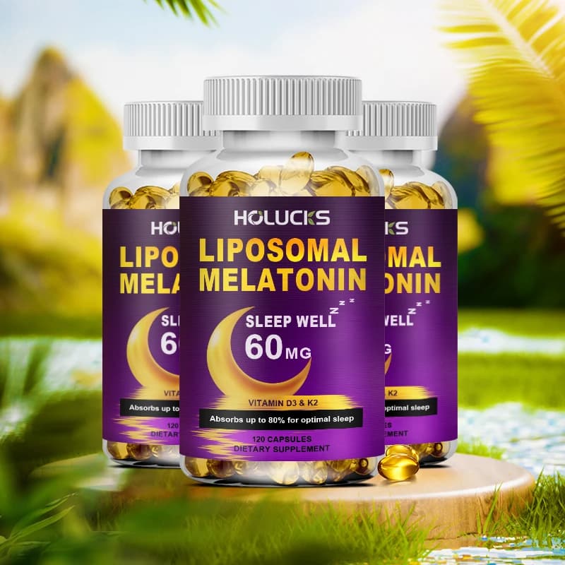 Melatonin 60mg, with vitamin D3 K2, chamomile, for sound sleep cycle, immune and antioxidant, 150 soft capsules