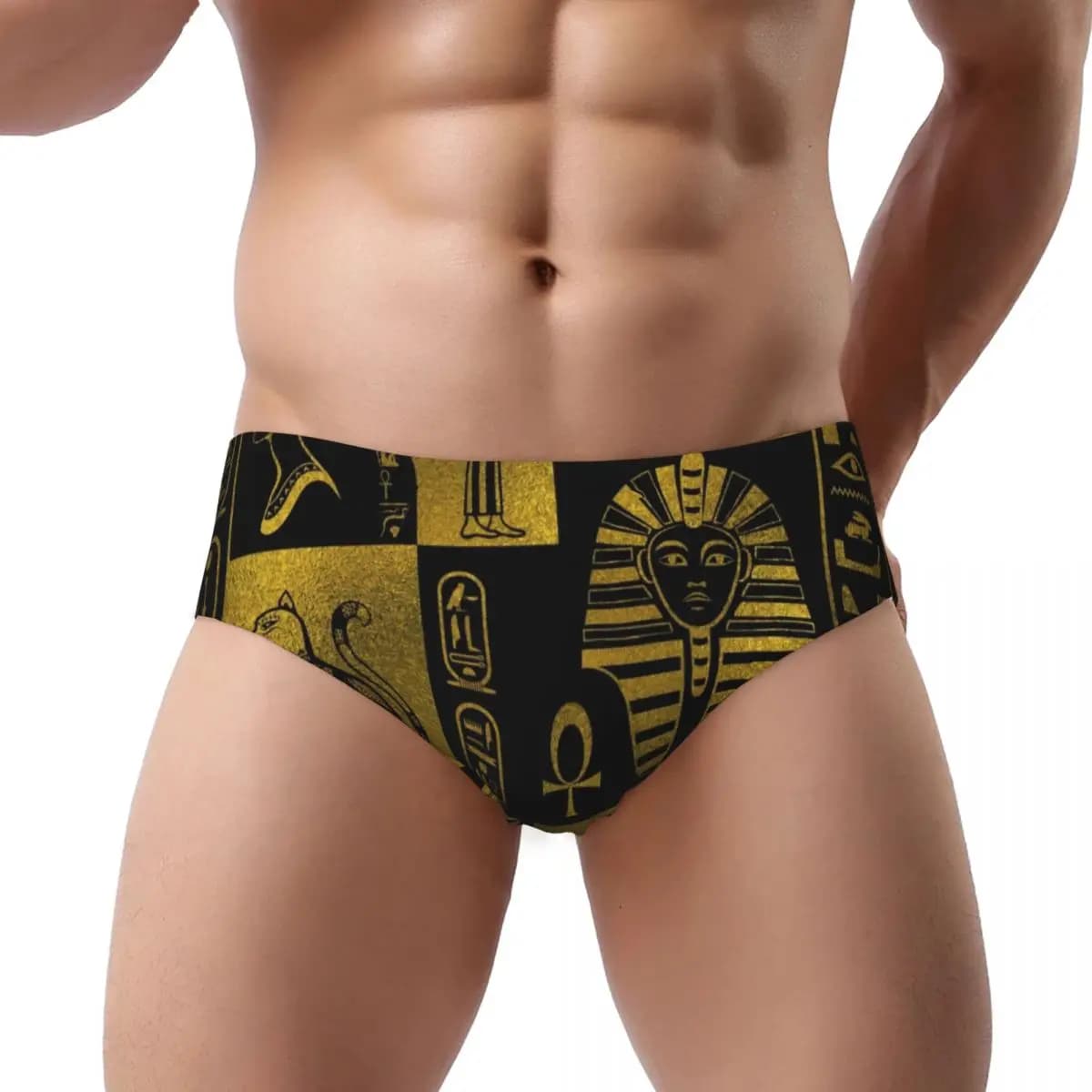 Geroglifici e simboli egiziani personalizzati in oro, mutandine brevi, biancheria intima elasticizzata comfort da donna