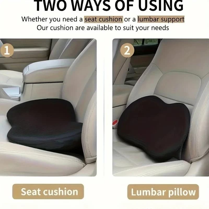 Cuscino per Sedile Auto in Memory Foam, Ergonomico per il Comfort di Guida, Supporto Istantaneo per il Dolore Lombare, Cuscino per Sedia da Ufficio