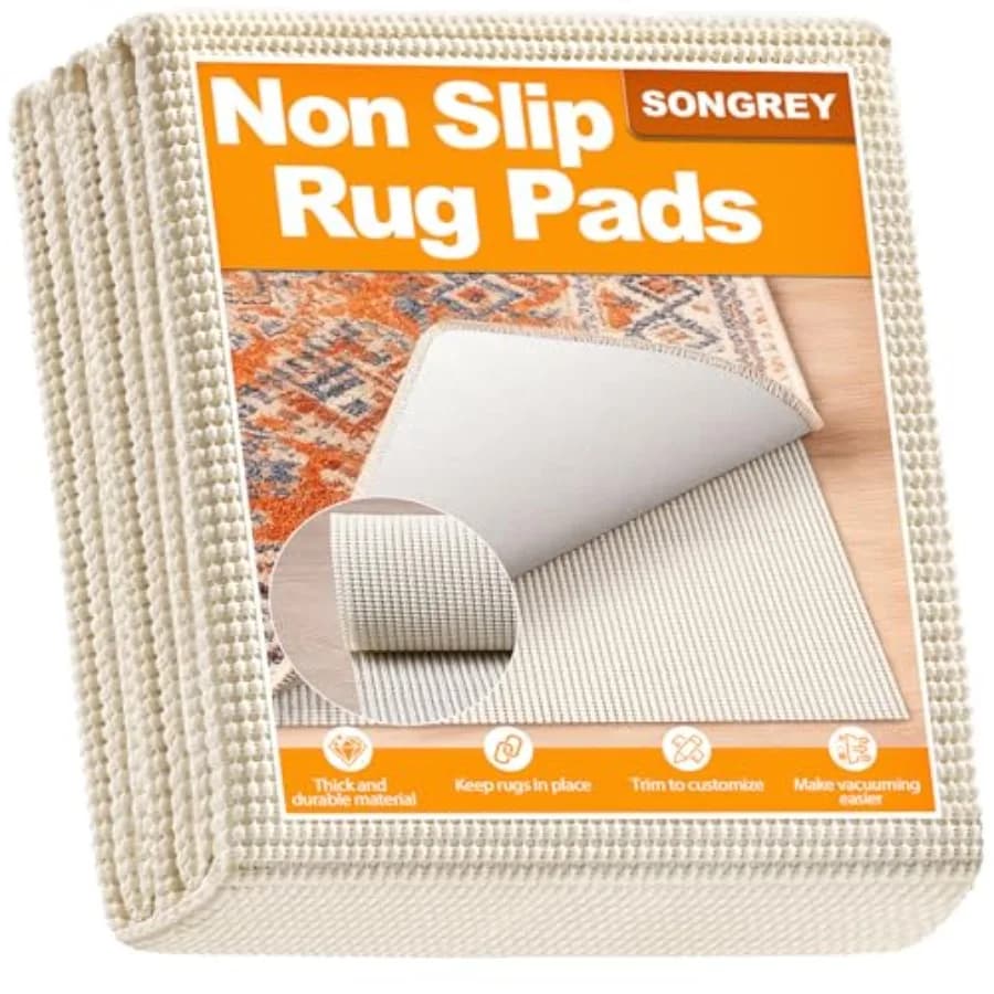 Non-Slip Rug Pad Gripper 2x3 FT, Extra Thick Carpet Pads for Hard Surfaces, Prevents Sliding and Secures Rugs, Provides Floor P