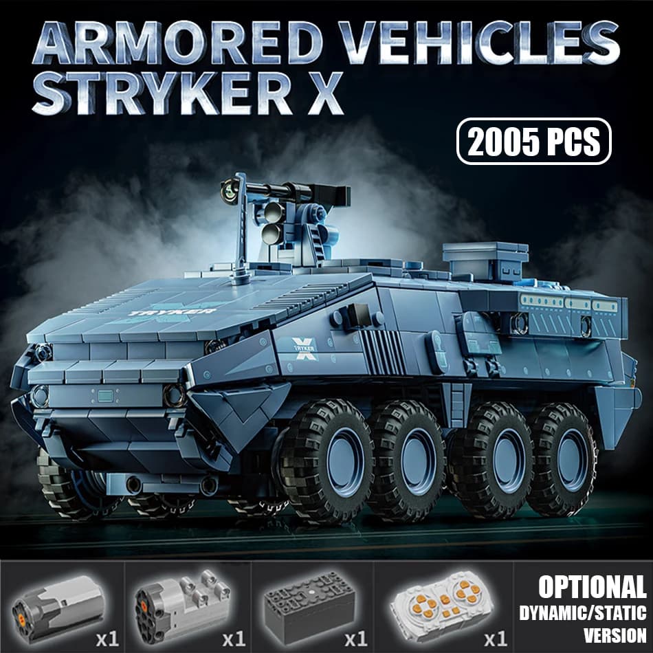 MOC Militare Stryker Infantry Carrier Veicolo Building Blocks US Army Stryker Auto blindate Giocattoli dei mattoni per bambini Regali per adulti