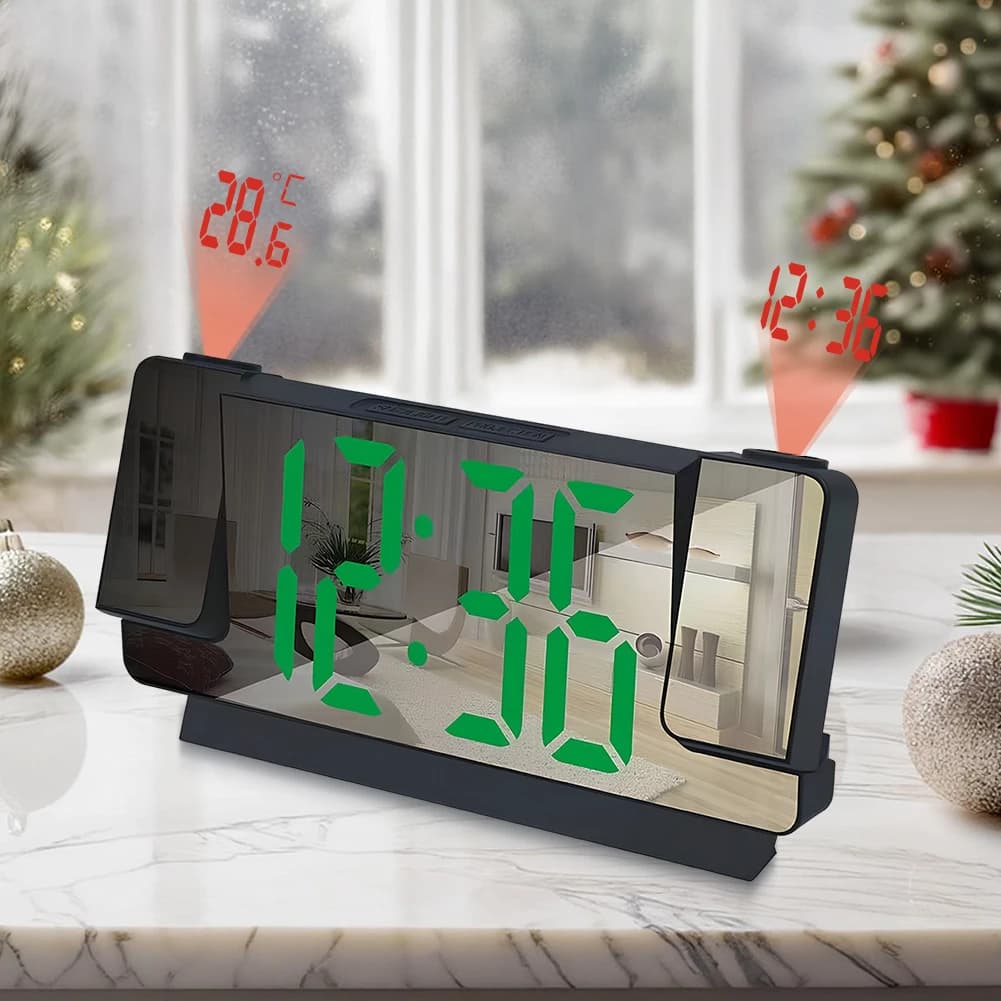 Orologio luminoso intelligente a LED con display della temperatura dell'ora Proiettore Orologio da soffitto Schermo grande per il soggiorno della camera da letto di casa