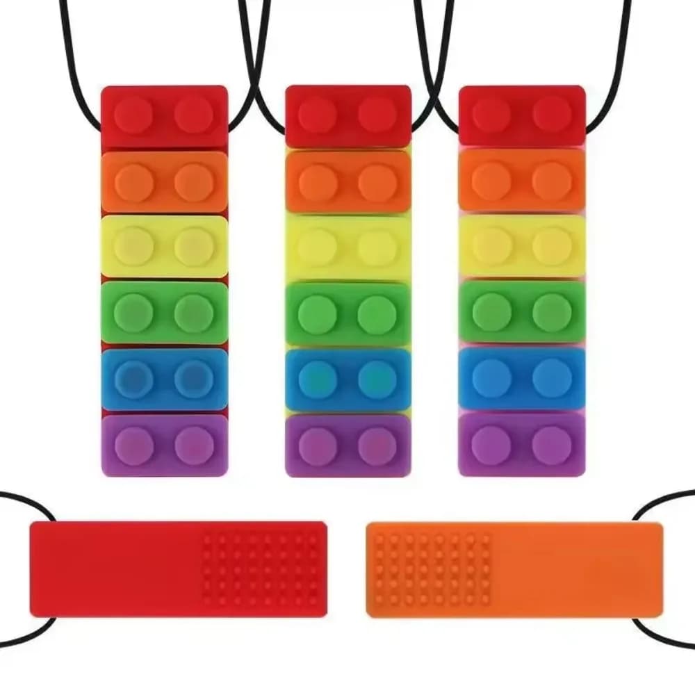 1Pc Collana da masticare sensoriale Mattone gommoso Bambini Silicone Mordere Matita Topper Massaggiagengive Giocattolo, Massaggiagengive in silicone per bambini con autismo