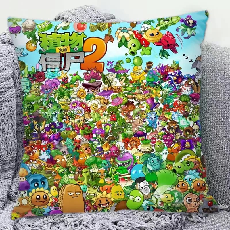 Cuscino Decorativo con Motivo Bifacciale di Plants Vs. Zombies, Cuscino Quadrato per Divano e Letto, Morbido Cuscino Decorativo per Casa