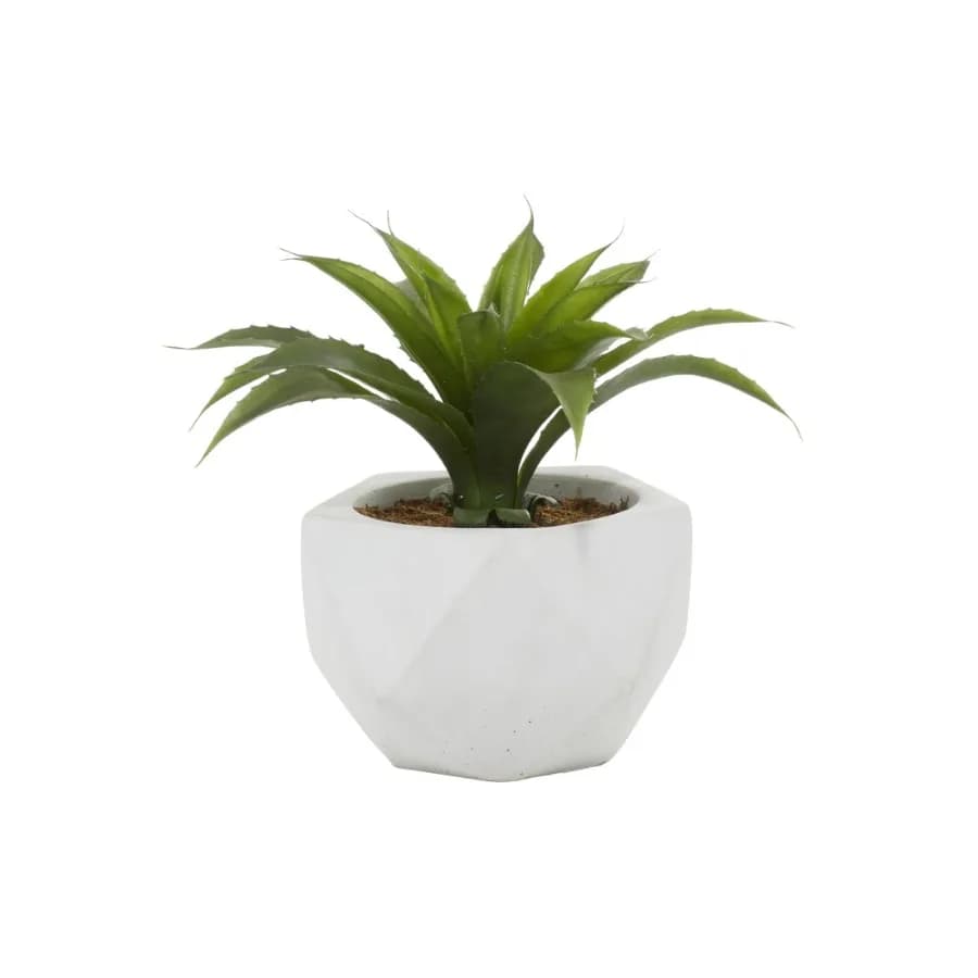 10" Artificial Agave Plant in Realistic Leaves and White Ceramic Pot