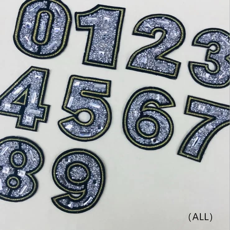 Spedizione Rapida Nuovi Arrivi 10 Pezzi Toppe Ricamate con Numeri in Strass, Applicazioni alla Moda per Abbigliamento, Cappelli, Borse, Scarpe, Accessori Fai-da-Te