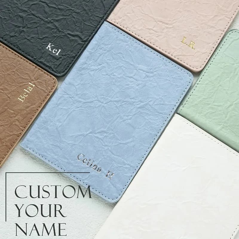 1 Pezzo Porta Passaporto Personalizzato con Texture di Carta Chic e Stile Pieghevole, Porta Documenti in Ecopelle