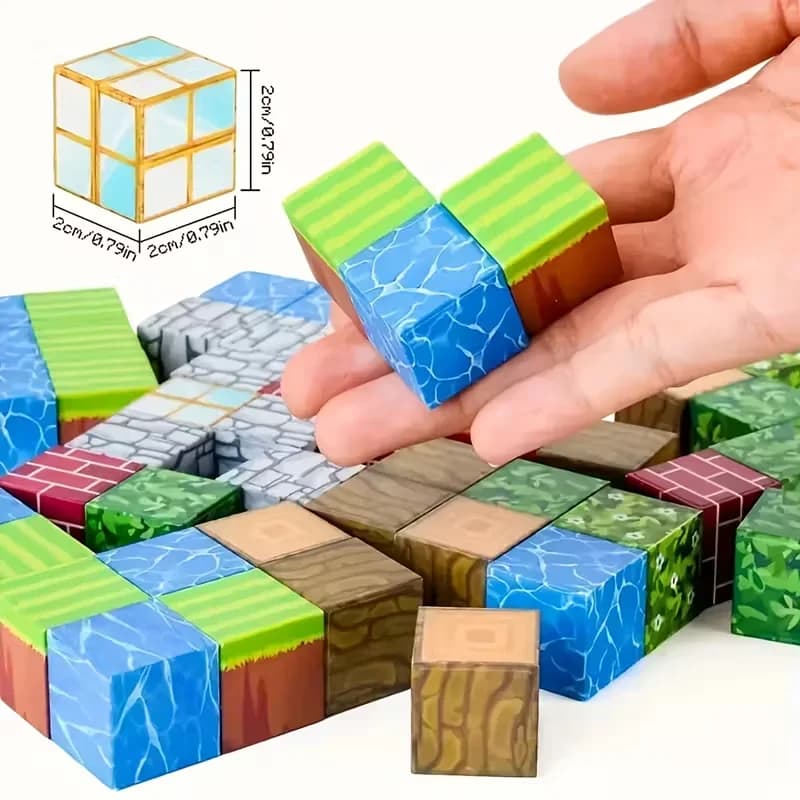 Piastrelle Magnetiche Montessori 100 Pezzi: Blocchi Strutturali 3D, Gioco Educativo STEM per Bambini, Gioco di Logica per l'Apprendimento Prescolare