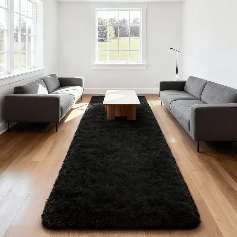 VIKAMA Tappeto rettangolare in peluche in stile moderno, tappeto morbido e confortevole per la camera da letto, tappetino per corridoio, decorazione per la casa