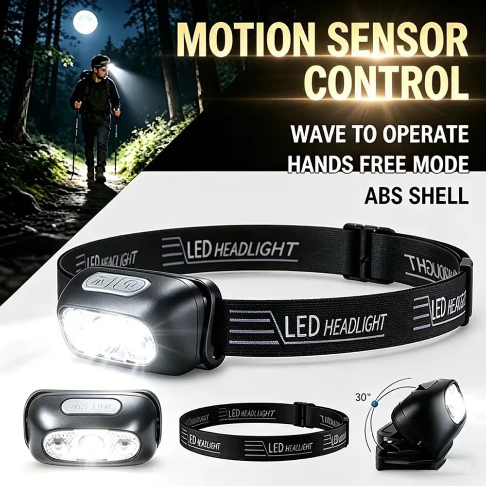 Ultra Bright Headlamp Portable LED Sensor Headlight USB Rechargeable Head Flashlight Outdoor Camping Fishing Emergency Lantern