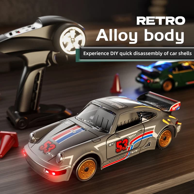 Rc Drift Car 1/43 Rc Gyro Rc4wd Veicolo telecomandato in scala completa Corpo in metallo Illuminazione ambientale colorata Macchinine giocattolo per ragazzi