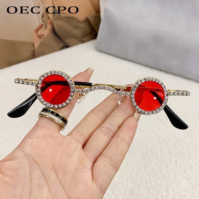 Occhiali da sole rotondi con diamanti alla moda Occhiali da sole con strass di lusso da donna Occhiali da sole UV400 Occhiali da vista da uomo di marca punk femminile Designe