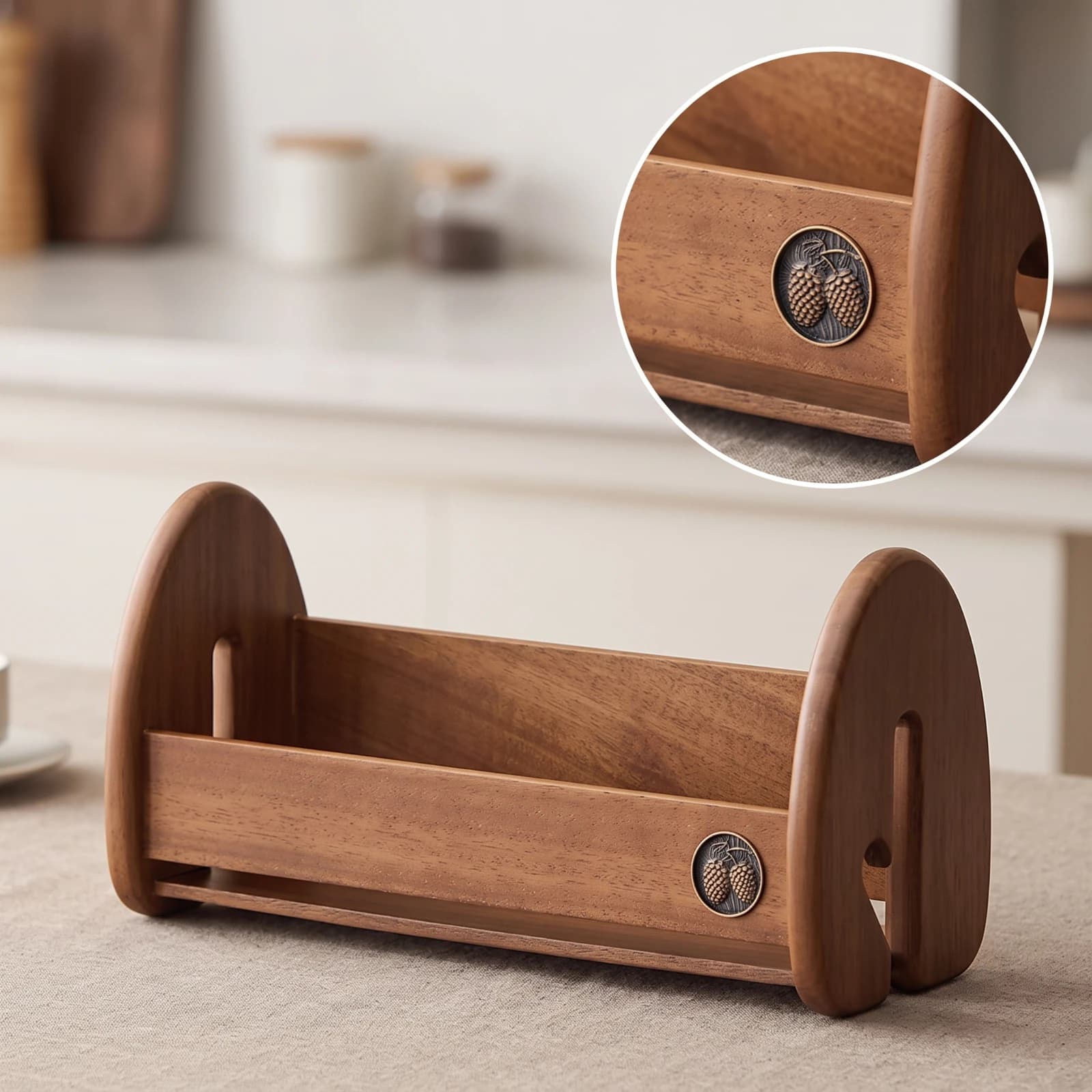 Wooden Countertop Organizer Compact Countertop Organizer Shelf Rectangular Display Shelf Sturdy Furniture Stable for Tea Lovers