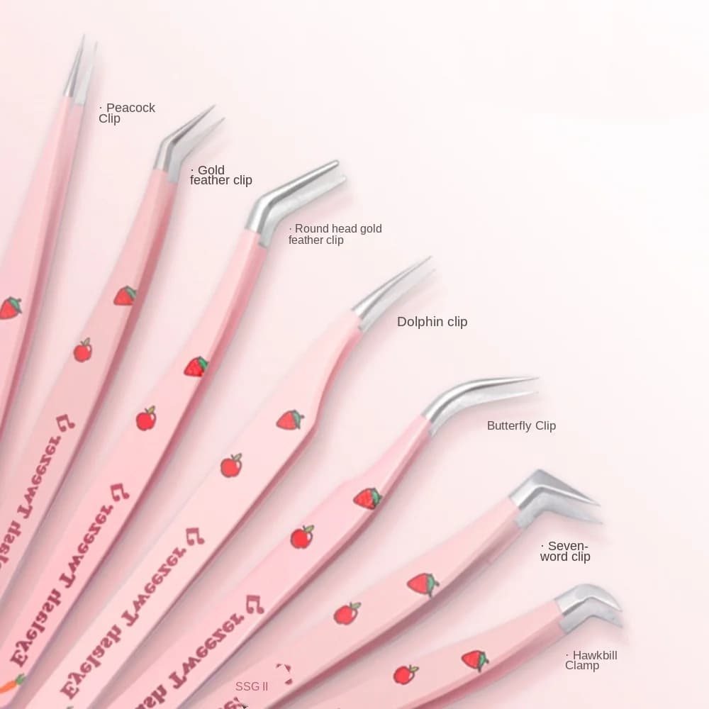 7 Types of Fin Eyelashes, Antistatics, Curves, for Extension 3D Eyelashes, Stainless Steel, Makeup Tools