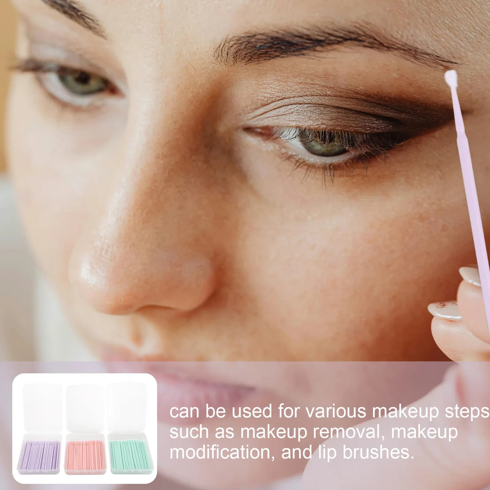300 pcs 3 Boxes Disposable Cotton Sticks With Fine Toe For Removing Makeup, Cleaning Tool, Umbrella Applyer, Cotton Tips Disposable for Makeup