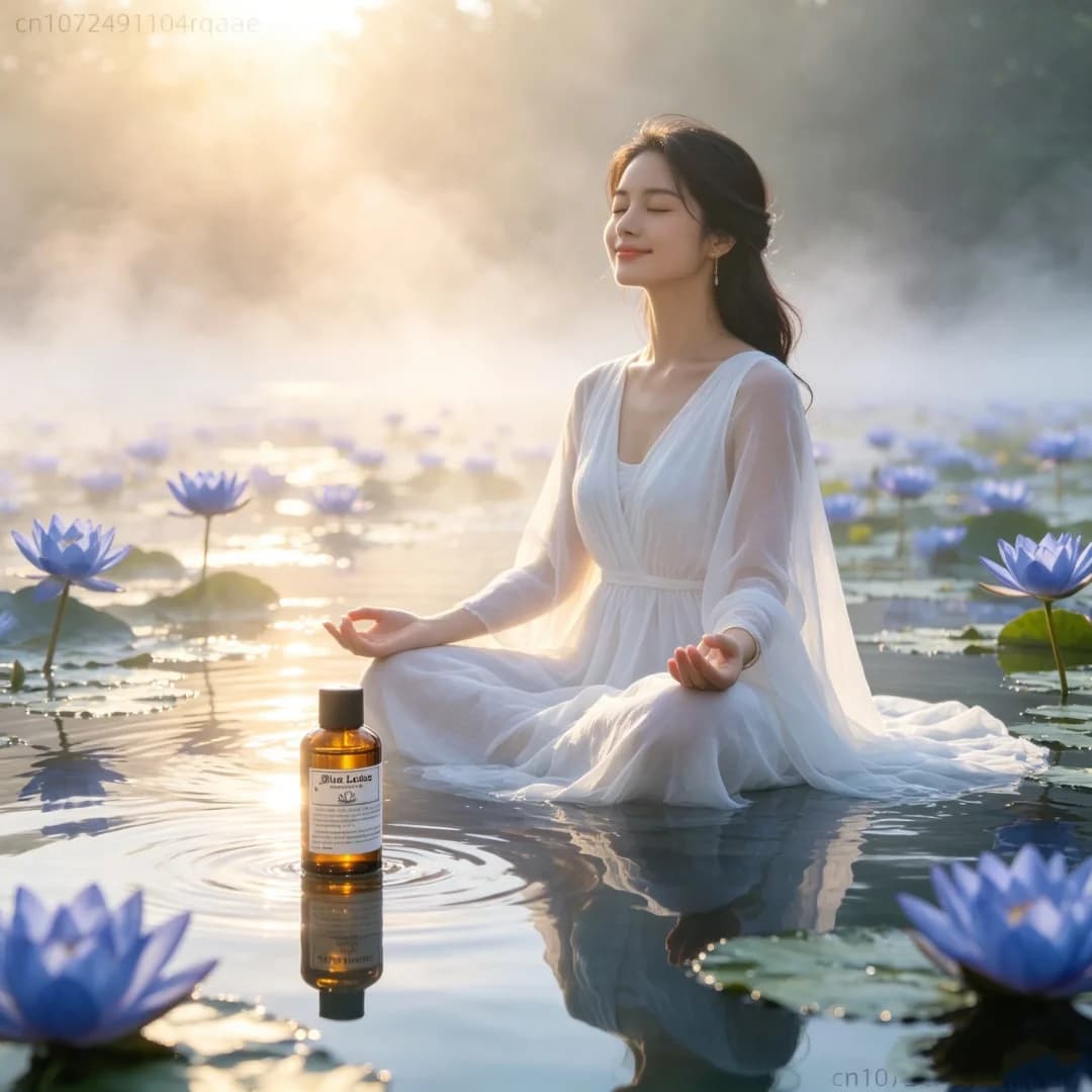Olio Essenziale di Loto Blu Puro e Naturale per Aromaterapia, Diffusore, Meditazione, Relax, Aiuto per il Sonno, Olio Profumato per la Casa