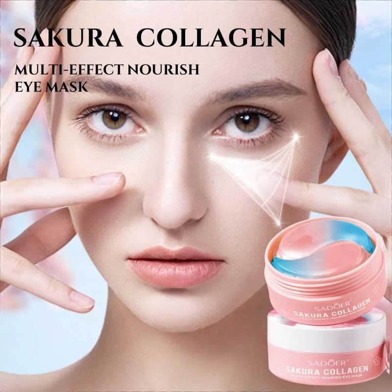 Maschera per gli occhi nutriente multieffetto al collagene Sakura da 60 pezzi, che può idratare, rassodare e illuminare efficacemente le zone beige chiaro intorno agli occhi, creando una barriera beige chiaro per rendere la zona beige chiaro più luminosa ed elastica, e dire addio alla stanzighezza e alla secchezza. Profondamente idratante e nutriente per occhi secchi, colore beige chiaro, idrata e rassoda, lasciando la pelle intorno agli occhi liscia e morbida. Ipoallergenico e senza alcol, adatto a tutti i tipi di pelle.