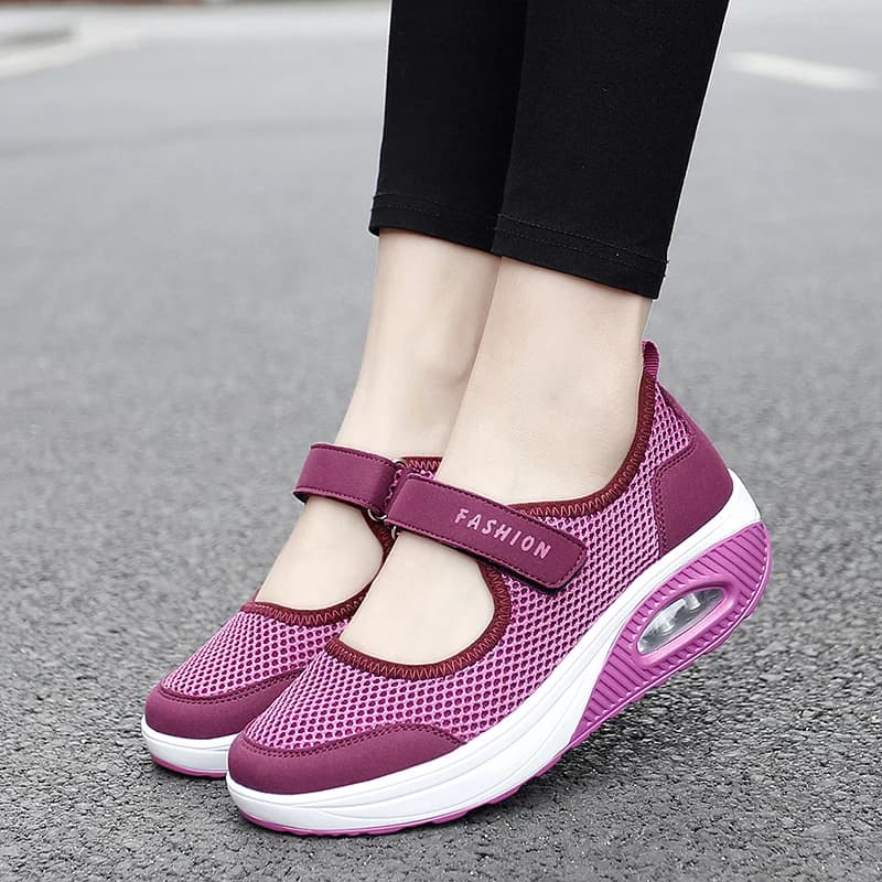 Scarpe da Passeggio Traspiranti in Rete Leggere per Donna, Taglie Grandi, Sneakers Casual Comode e alla Moda con Tacco Piatto in Materiale Misto