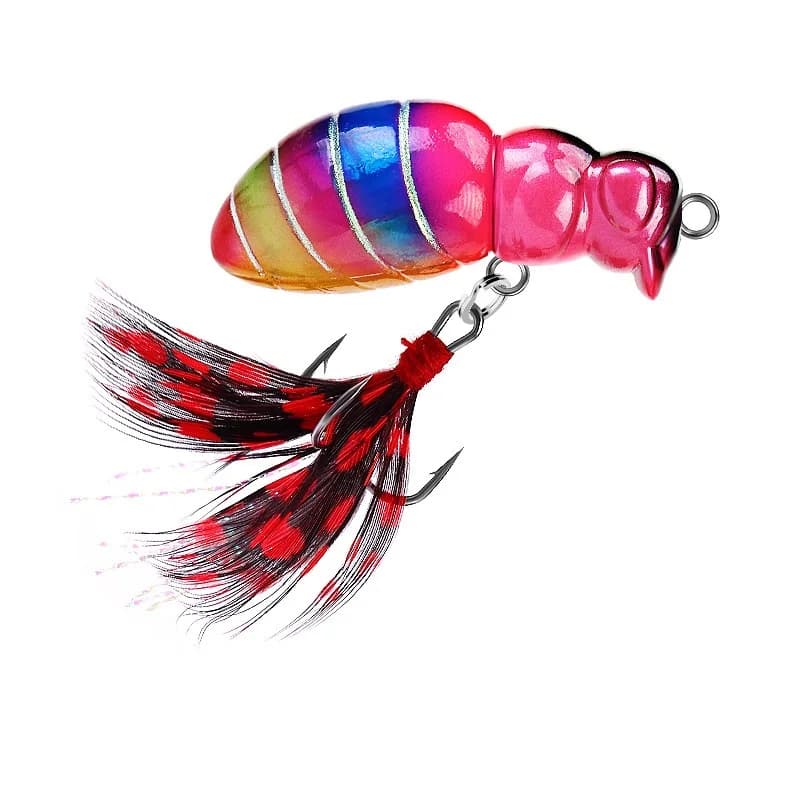 DUODUOYU 1PCS Matita Galleggiante Richiamo di Pesca A Mosca 4.7cm5.5g Mosca A Secca Esca Ape Richiamo Piuma Gancio Swimbait Attrezzatura da pesca per insetti