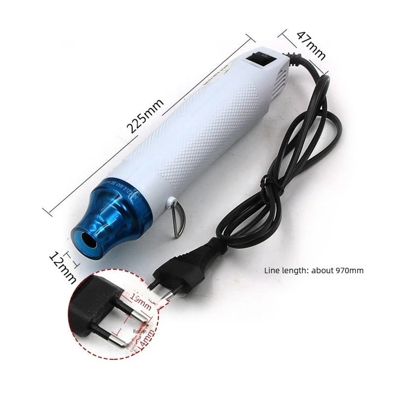 Pistola ad aria calda con spina rotonda 220V per sigilli in gomma fai da te, polvere per rilievo, fogli termoretraibili, strumento per la creazione di ceramica morbida fatto a mano