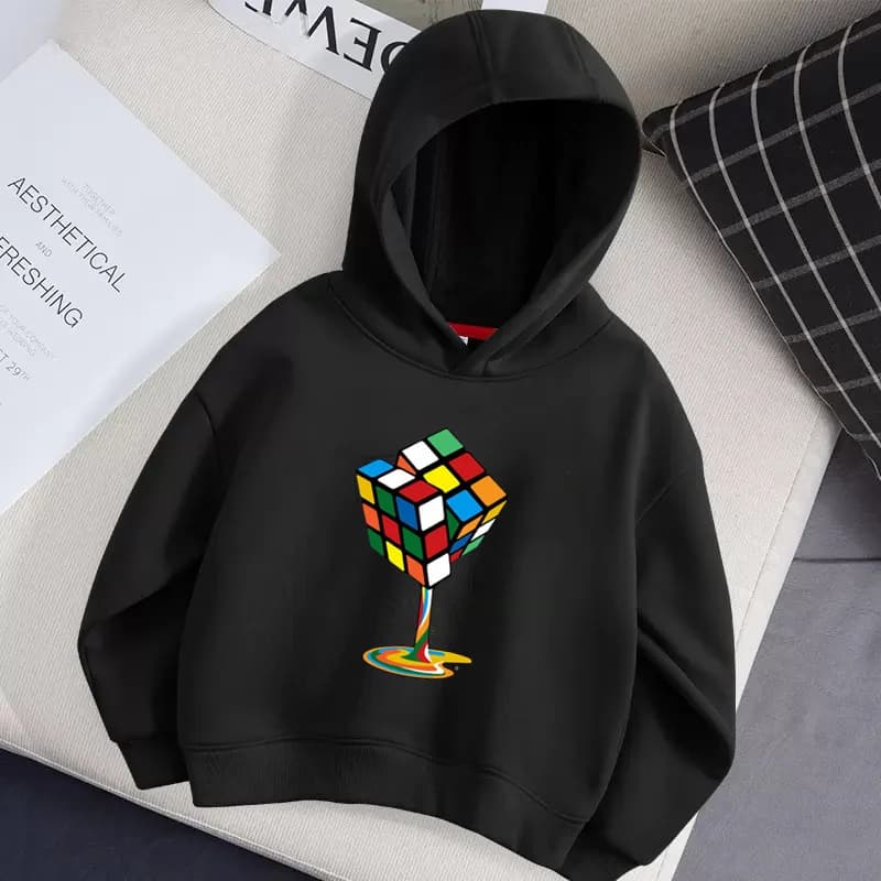 Children Autumn Brand Hoodie Rubik's Cube Pattern Hoodies for Boys Long Sleeved Cotton Jacket CoatMickey boys and girls