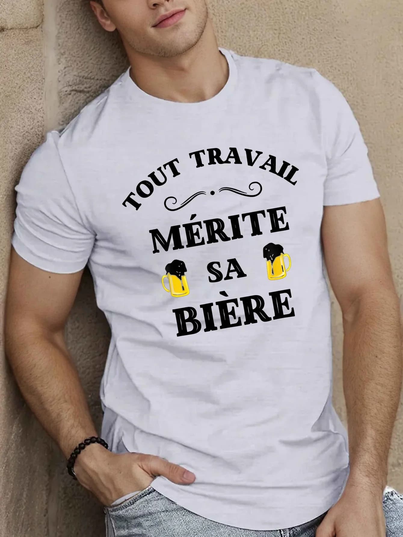 T-shirt grafica da uomo, top estivo con stampa divertente: tutti i lavori meritano un'illustrazioni di tazze di birra e birra T-shirt per tutti i giorni