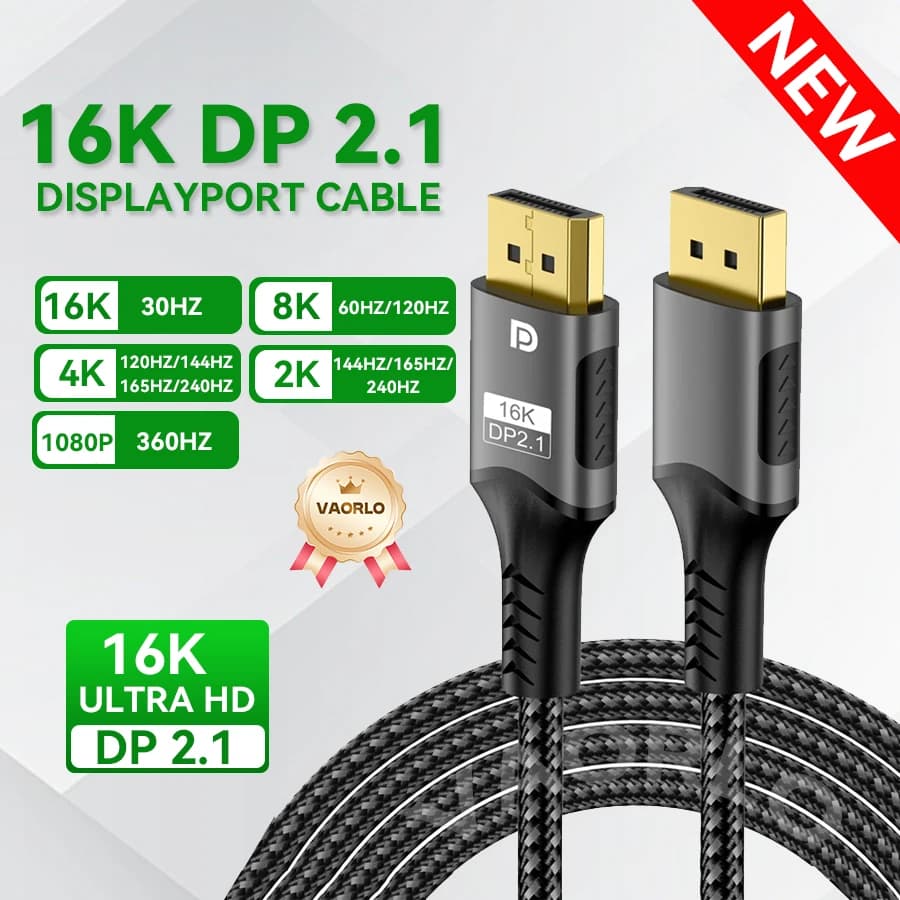 Cavo Displayport 16K DP 2.1 8K a 120 Hz 4K a 240 Hz 80 Gbps HDR Video Audio Displayport per laptop TV Xbox Proiettore Monitor da gioco (DP a DP)