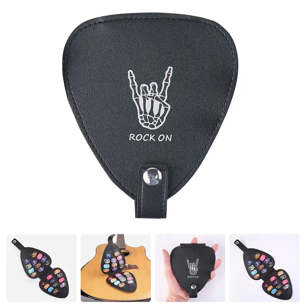 Borsa porta plettri per chitarra, porta plettri in resistente materiale PU, accessorio per chitarra elettrica resistente ai graffi, organizer nero