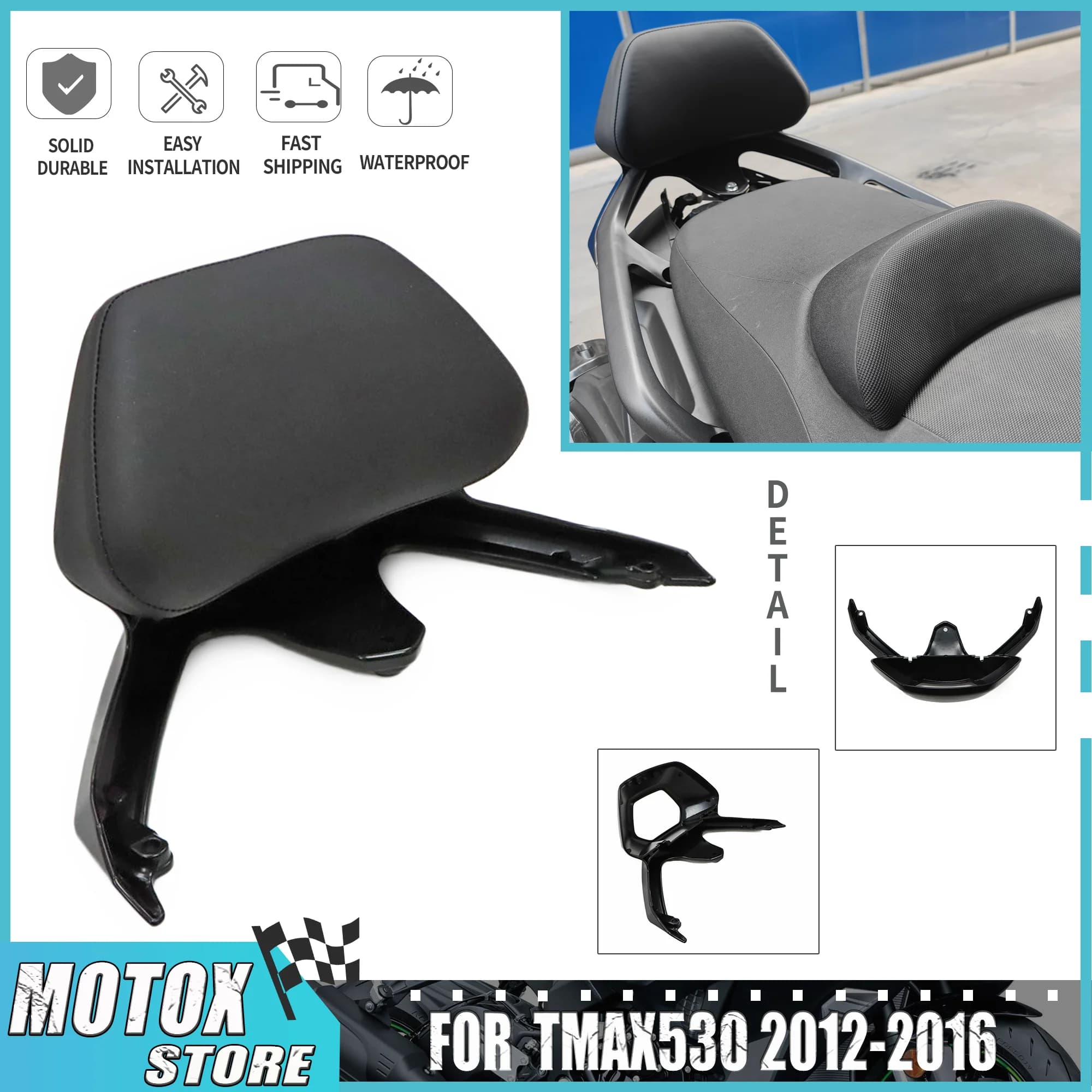 Schienale del sedile posteriore del motociclo adatto per YAMAHA TMAX530 T-MAX530 2012 - 2016 TMAX 530 2015 Sissy Rack Cuscino Supporto per supporto