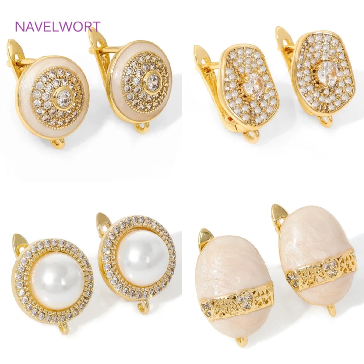 Multi Styles 18K Gold Plated Shvenzy Earwires Earring Hooks,Brass Earring Fixtures,For DIY Women's Anti-Allergy Earrings Making