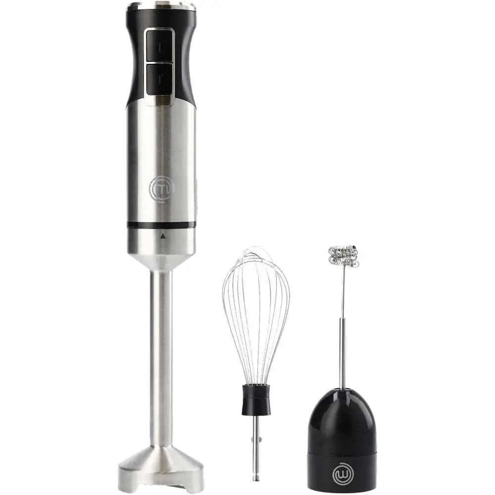 Portable immersion blender with electric whip and milk fittings, 400W